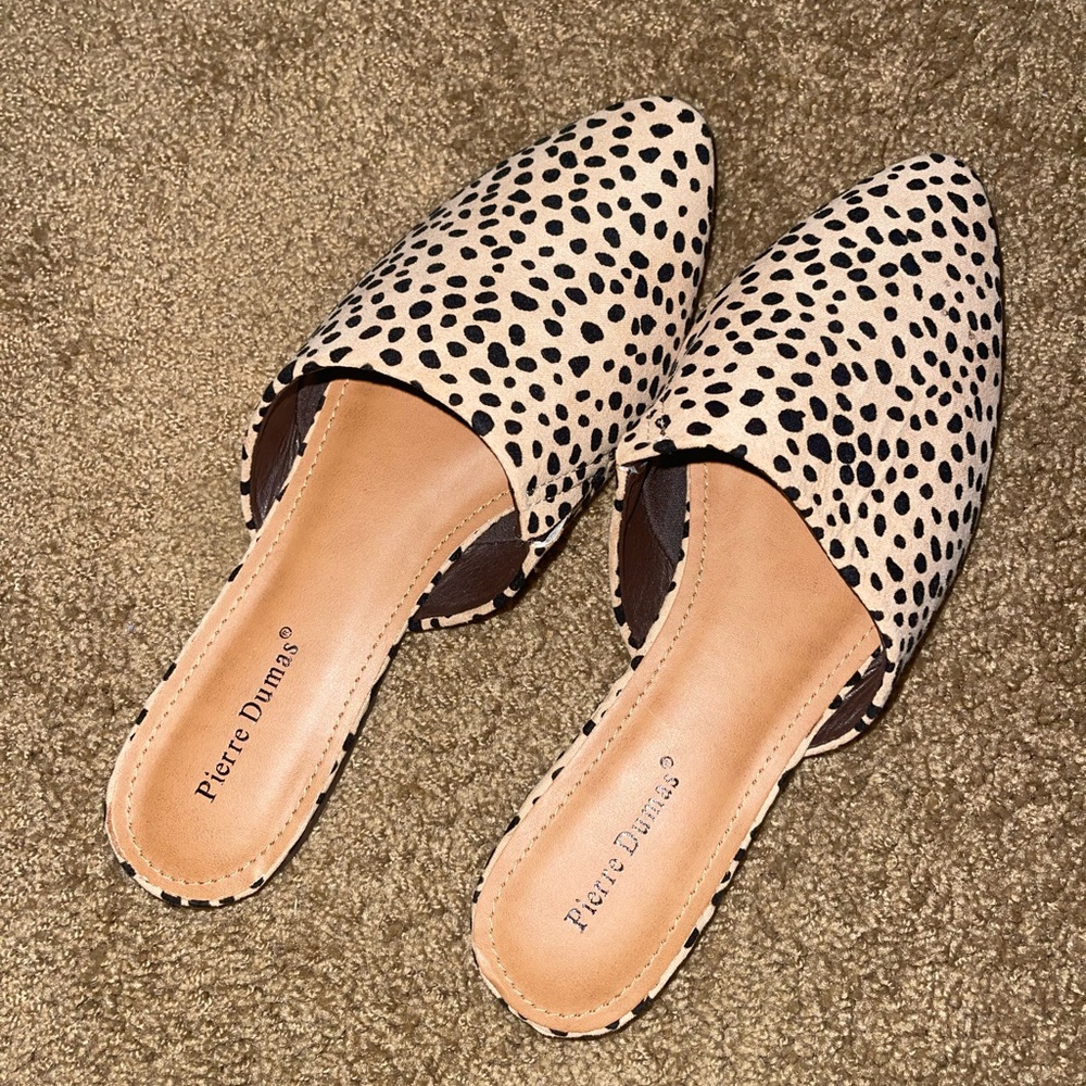 Tan & Black Cheetah Slip-on Mules